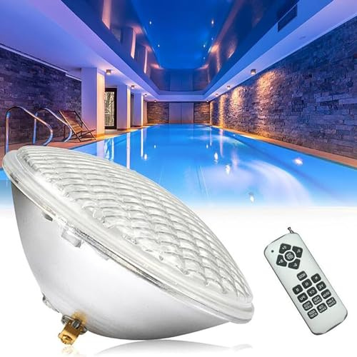 THEGA Submersible LED Fountain Light - RGBW Underwater Light, PAR 56 Recessed Pool Bulb, With Remote Control, IP68 Waterproof Swimming Pool Underwater Lighting, Easy To Install(Color:12W,Size:DV 12V)