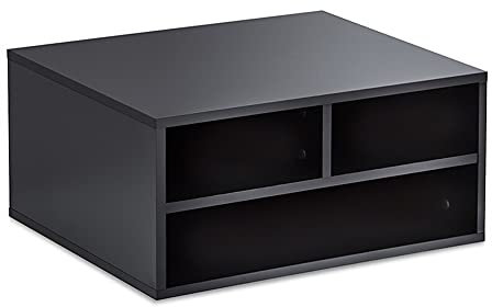 KOHARA Druckertisch, Desktop-Druckerständer, Mehrzweck-Desktop-Aufbewahrungsregale aus Holz, Faxständer, Scannerständer für Zuhause und das Büro, Schwarzer Druckerwagen