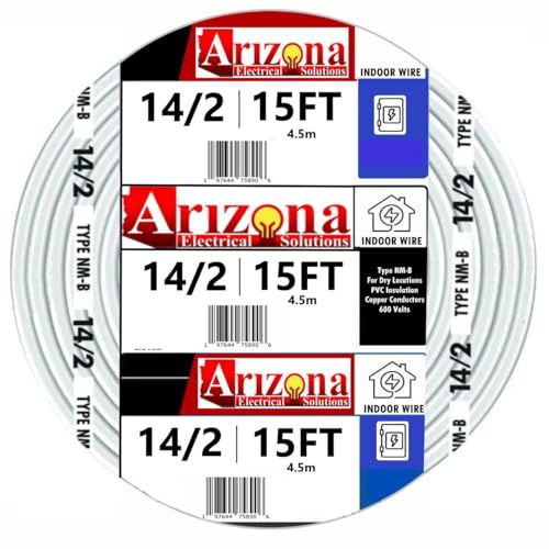 14/2 NM-B Copper Wire, 14 AWG 2 Conductors with Ground, 15 Ft White