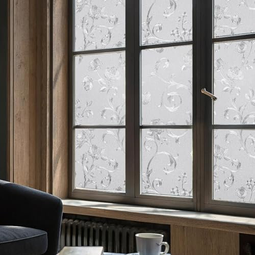 Fensterfolie Blickdicht Selbsthaftend Fensterfolie Sichtschutzfolie Dekorfolie Gute Privatsphäre Schutz für Badezimmer, Duschkabine Sowie Türen, Umkleide 44.5 x 200 cm