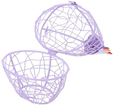 TOPBATHY Canasta de de Hierro Forjado Canasta de Pollo huevera Cesta de Malla Plegable Tortita Artículos para el hogar Cesta de Almacenamiento en Forma de gallina Planchar Violet