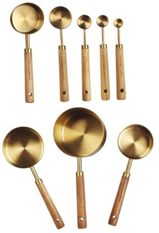 PRETYZOOM Juego De Cucharas Medidoras 8unidades Mango De Madera Para Cocinar y Hornear