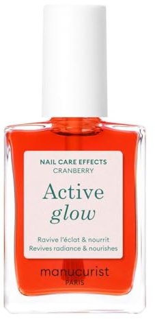 Manucurist Active Glow Cranberry (Coral) Esmalte Uñas Trasparente - Fortalecedor Uñas - Endurecedor uñas -Tratamiento Reparador Uñas - Pintauñas Nutritivo y Brillante - Regalo Originales Mujer