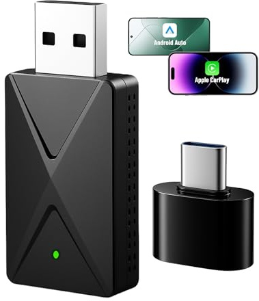 Swiftctrl Adaptador Inalámbrico CarPlay & Android Auto – Convierte CarPlay/Android Auto con Cable a inalámbrico – Compatible Desde 2017 – USB Plug & Play – No Compatible con BMW