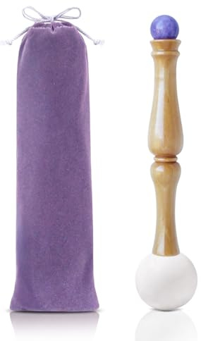 UPCEED Singing Bowl Mallet,Rubber Mallet Striker with Silicone Head and Wooden Handle and Crystal Sphere for Playing Quartz Crystal Singing Bowls(Purple)