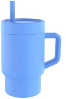 Tazza in silicone per bambini come mamma la sua Stanley Cup con cannuccia, 9 Oz, a prova di perdite, blu, per le mani dei bambini, leggera