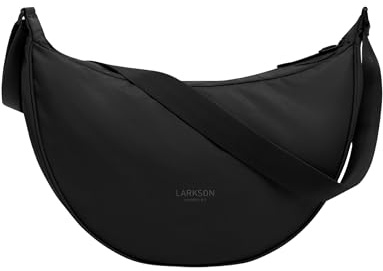 LARKSON Borsa a Tracolla Donna Nero - Solveig Large - Borsa Grande in Stile Mezzaluna - Borse a Spalla Elegante e Casual - Regolabile Marsupio alla Moda - Impermeabile