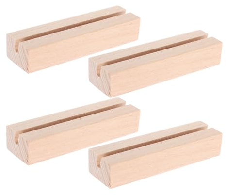 SAFIGLE Holz Kartenhalter 4 StüCk Tischkartenhalter Mit 5Mm Schlitz HolzstäNder FüR Kalender Postkarten Fotos 10X3X2Cm Vielseitiger Aufsteller FüR BüRo Und Zuhause
