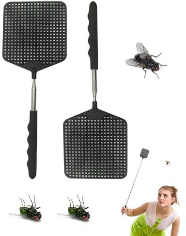 JUKOTA 2 Stück fliegenklatsche，fliegenklatsche stabil，fliegenklatsche ausziehbar，fliegenklatschen，Fly swatter，teleskop fliegenklatsche，mückenklatsche，fliegenfänger，insektenfänger，wespen/Fly Killer