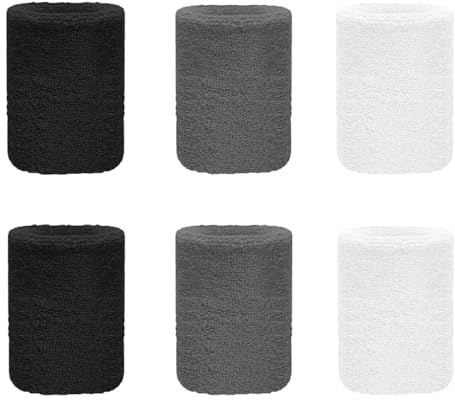 YFTRFR 6 Pièces Serre Poignet Sweatbands, Extensible évacuant la Transpiration Polyester Doux pour Basket-Ball, Tennis, Football, Course à Pied, Travail, Gym, Gymnastique(3 Couleur)