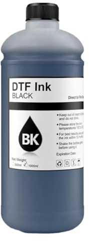 ForgediY Película de Transferencia Directa de Tinta DTF de 1000 ML, película Pet de Transferencia de Calor, Calidad ordinaria, Compatible con de I3200 P800 L1800 1390 L800 L805 1430 3880(Black)