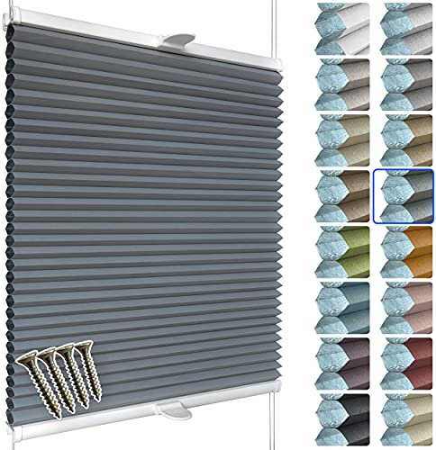 SchattenFreude Waben-Plissee nach Maß für Fenster & Tür | 100% verdunkelnd/Blackout | Zum Anschrauben in der Glasleiste | Anthrazit (Weiße Rückseite), Breite: 50-70cm x Höhe: 30-100cm