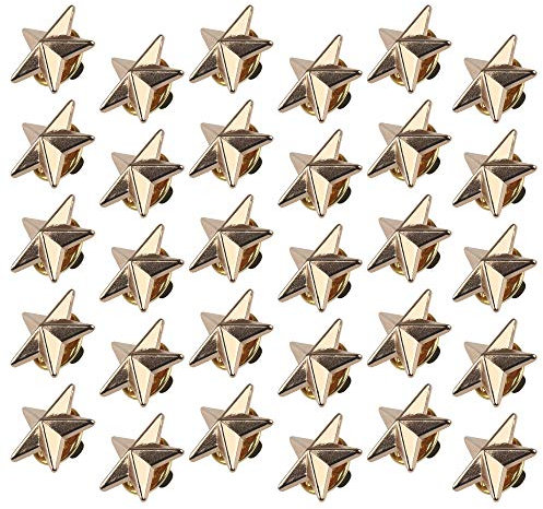Chudian 30 pièces Badge étoile, Broche étoile en métal pour la décoration de vêtement, épingle en étoile pour la commémoration de la fête du Travail pour Femmes et Hommes, Métal, Métal