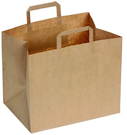 DeinPack 50 Papiertüten 32 x 22 x 27 cm I Umweltschonende Papier Tragetaschen groß Papiertüten Papiertragetaschen biologisch abbaubar, kompostierbar I braune Papier Tüten
