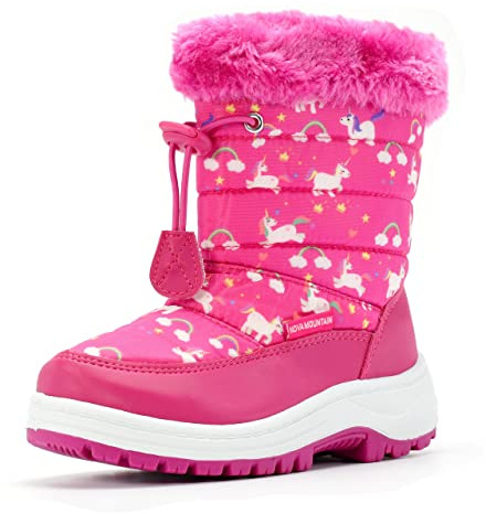 Nova Mountain Boys Girls Little Kids Winter Snow Boots,NF NFWB103 FuchsiaUnicorn 7