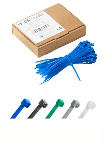 Bleu Lot de 100 Attaches Zippées Industrielles de Qualité Supérieure, 100 mm x 2,5 mm, Multifonctionnelles, en Plastique, pour Usage Intérieur et Extérieur, Gestion des Câbles, Fils, Maison, Bureau