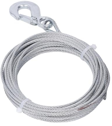 BOROCO 4mm Drahtseil Edelstahl, Winden Stahlseil 12m 2000 LBS für Seilwinde | Drahtseil für Seilwinde mit verzinkter Oberfläche flexible Litzenkonstruktion für Offroad, Fahrzeugbergung und Landwirtschaft