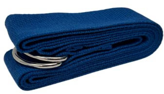 ATC Handels GmbH Yogagurt aus Baumwolle in verschiednen Farben mit stabilen D-Ringschnalle - Yogaband, Yogastrap, Yogaschlaufe für Yoga und Pilates, blau
