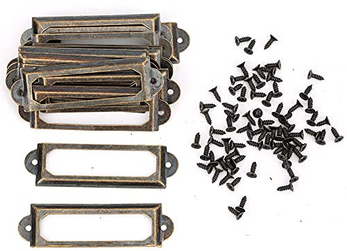 20Pcs Porte Etiquette Metal, Statue de phénix en laiton haute dureté bon brillant Metal Cadre Étiquette Nom porte étiquette meuble Tiroir Signes Étagère Note AccessoireVert Bronze Poignée Nominative