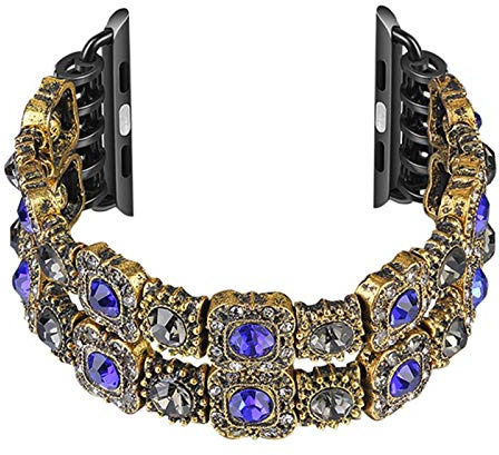NEYENS Ladies Watch Strap For Apple Watch Band 41mm 45mm 38mm 40mm 42mm 44mm Wrist Band Luxury Hand Made By Crystal Bracelet For i-watch Series 7 6 5 4 3 2 SE (Color : Purple, Size : 45MM)