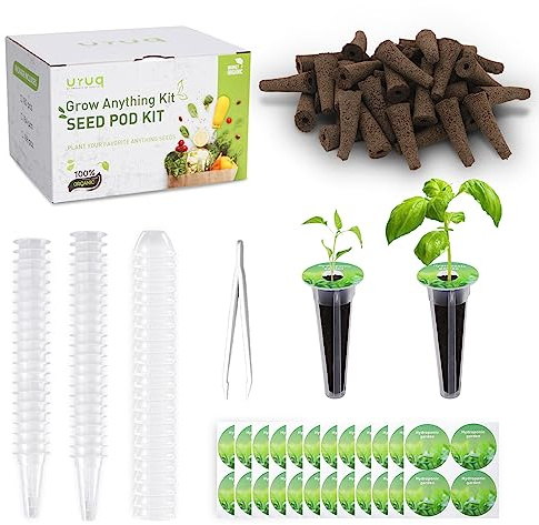 URUQ 180Pcs Hydroponic Pods Supplies: Grow Anything Kit with 45 Grow Sponges, 45 Grow Baskets, 45 Grow Domes, 45 Pod Labels - Compatible with Hydroponics Growing System Indoor Garden from Most Brands