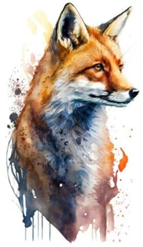 Acryl-Bild 40 x 60 cm: Abbildung Rotfuchs in Aquarell. Tier auf weißem Hintergrund. Generative KI (200067674)