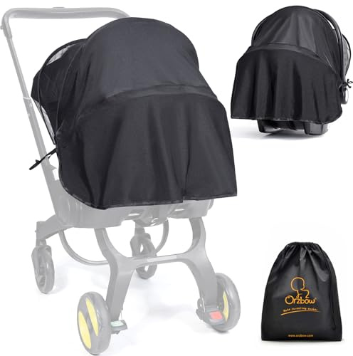 Orzbow Baby Mosquito Net for Infant, Doona Car Seat | 2-in-1 Car Seat Canopy & Mosquito Net, Breathable Carseat Sun Shade, UV Protection Lightweight Canopy Cover, Baby Summer Outdoor Essentials, Black