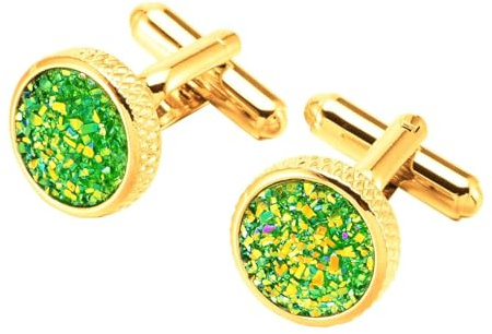 Homxi Manschettenknöpfe Herren, Kupfer Gold Grün