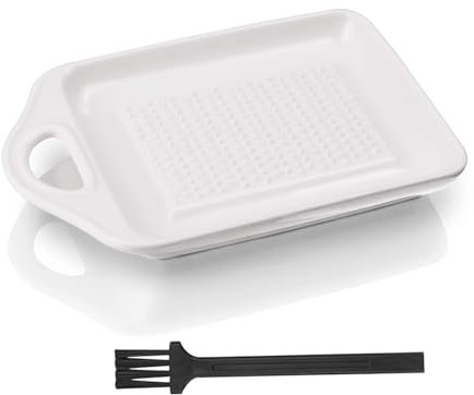 Râpe en céramique, assiette circulaire en porcelaine, râpe à gingembre, ail, râpe en céramique avec pinceau, pour cuisine familiale, compote de pommes, citron, gingembre, jus de fruits, 11 x 7 cm,