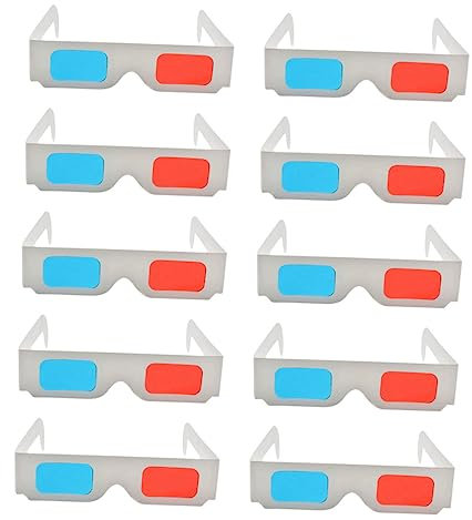 BESTonZON 50 Pièces Lunettes 3D en Papier Verres à Cocktail Lunettes 3D Carton Anaglyphe Lunettes 3D en Carton Rouge Cyan Monocle Carton Double Couche 250g Jetable Petits Verres