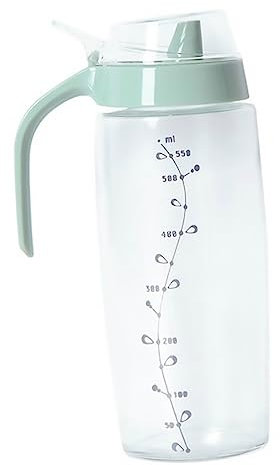 TOPBATHY Botella de Aceite para Cocina con Tapa a Prueba de Fugas, Material Plástico y Vidrio, con Escala Precisa, Adecuado para Uso en Restaurantes Casa