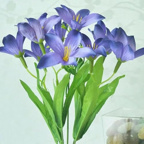 ZFISH Simulierter Lilien-Lotus-Rosen-Kombinationsstrauß für Zuhause, Party, Hochzeit, Dekoration, Blumenvase, künstliche Blumen für drinnen und draußen, Lilie lila, 3 Stück