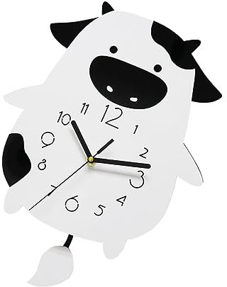 ABOOFAN Cartoon Kuhförmige Wanduhr Acryl Dekorative Stumme Schwingende Wanduhr Für Wohnzimmer Schlafzimmer Küche