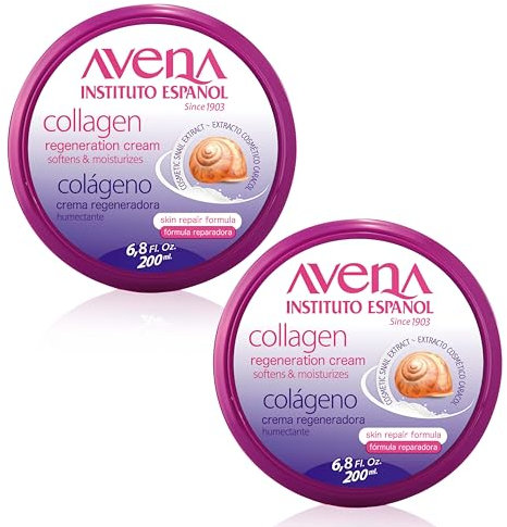 Instituto Español Crème collagène régénérante à la bave d'escargot, Crème corporelle hydratante femme, homme, Traitement nourrissant et élasticité pour peau sèche, gercée, Set 400ml