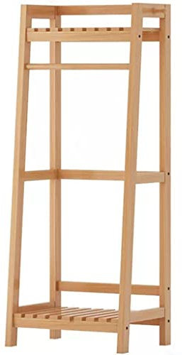 CRRONG Kleiderstange, Schuhbank, Garderobenständer, Kleiderbügel, Kleiderbaum, freistehende Garderobe mit 2 Ablagen, Bambus-Kleiderstangen, Garderobe, Anzug, Hosen, Schuhe, Hüt