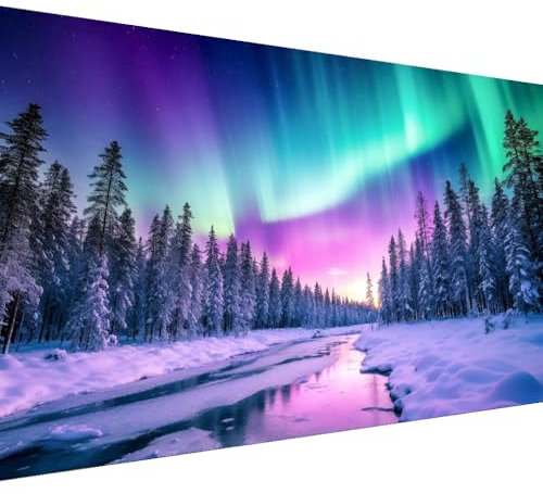 5D Diamond Art Painting Kits for Adults, Large Aurora Full Drill Diamond Dots Paintings for Beginners, Borealis Round Paint with Diamonds Pictures Gem Art Painting Kits DIY Crafts Kits 19.6X11.8 in