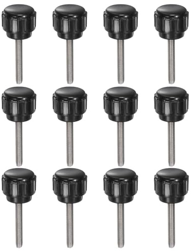 QUARKZMAN 12 stycken räfflade skruvar med gänga M3 x 20 mm x 14 mm rund huvudskruv rostfritt stål 304 runda handtagsbultar klämknappar 14 mm handknappar tumskruvar spännskruv för industri maskin