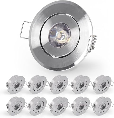 Sorfia 10 Pack 2 Inch LED Recessed Lighting, 1W 120LM Recessed LED Lights, Gimbal Adjustable Recessed Lights, Mini Spotlight Mini Spotlight 6000K Cool White Ceiling Light with Driver AC 120V