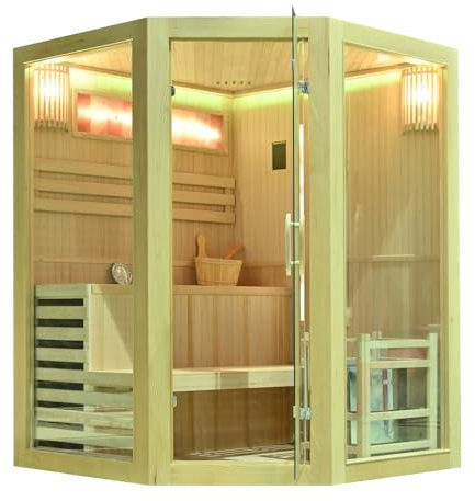 Sauna Calgary traditionelle Heimsauna Salzstein Saunakabine Saunaofen Harvia Zubehör, Rückenlehne:ohne Rückenlehne