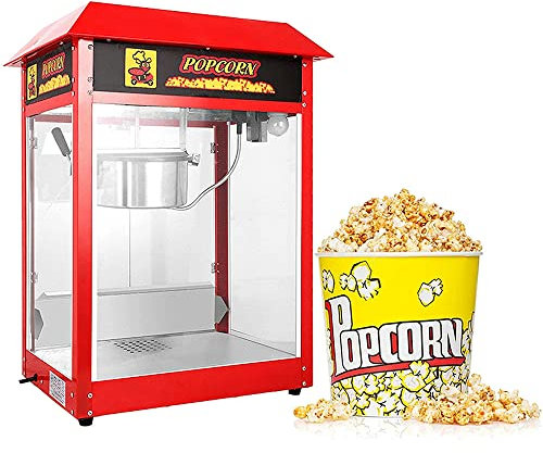 DLAZUM Machine à Pop-Corn Commerciale rétro avec éclairage intégré et Explosion Efficace Machine à Pop-Corn Professionnelle rétro de Style cinéma, Rouge 2 (Rouge 2)