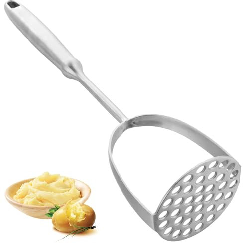ASelected Kartoffelstampfer Kartoffel stampfer Edelstahl mit Langem Griff Potato Masher, Küchenstampfer GemüSestampfer Spülmaschinengeeignet für Kartoffelbrei Cremiges Kartoffelpüree (315 x 80 MM)