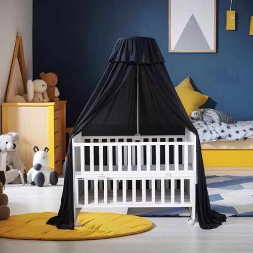 Blufos Schwarze Abdeckung für Babybett, Netz und Baldachin - Verdunkelungszelt und Moskitonetz für drinnen oder draußen (Haltestab Nicht im Lieferumfang enthalten)