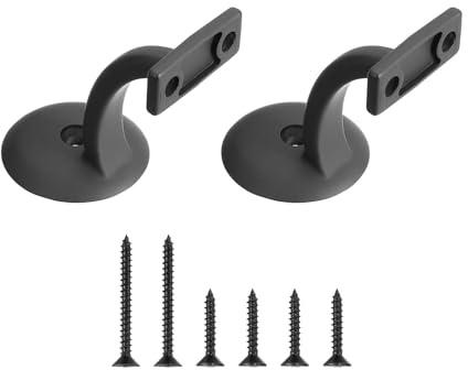 sourcing map 2 Pcs Hand Rail Bracket, Anti-Rust Handrail Holder Brackets Hand Stairway Railing Brackets for Stairways Home Office Vintage Stair Support, Matte Black