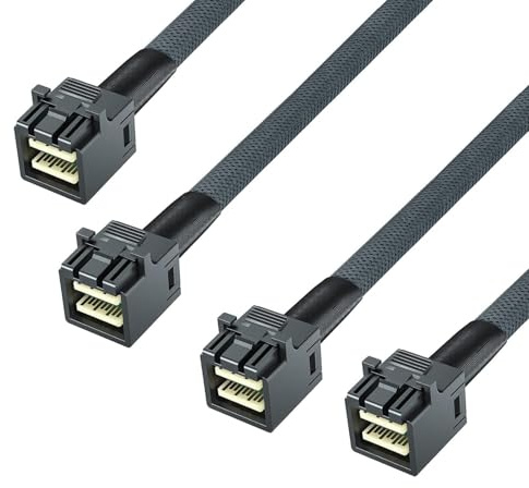 SFF-8643 zu SFF-8643 12G Internes Mini SAS HD Kabel, with Sideband, for NVMe Backplane/RAID Card, Hot-Swap & SATA Compatibility, 100-Ohm, 0.5-m(1.6ft), 2 Stück