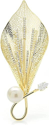 CTRSM Brosche, Brosche Damen Mode-Accessoires Damen Elegante große Hohle Lilienbrosche Luxus Perle Blume Party Bankett Brosche Brosche(Gold)