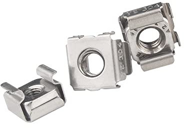 Tuercas enjauladas, tuercas flotantes, Tuerca de jaula flotante con clip cuadrado de acero inoxidable A2-70 304 for estantes de gabinete de servidor, 10 piezas