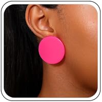 TseenYi Boho Münze Scheibe Ohrstecker Ohrringe Rosa Acryl Runde Scheibe Knopf Ohrringe Große Münze Erklärung Kreis Übertreiben Ohrring Große Runde Geometrische Ohrschmuck