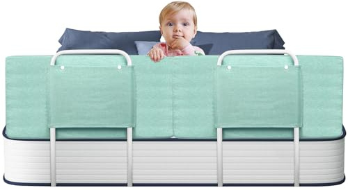Soontrans Rausfallschutz Bett, Sorgt für Süße Träume für Ihren Kleinen, Rausfallschutz Boxspringbett Gepolstert Umramung & 5-Stufen Höhenverstellbar, für Kinderbett Elternbett Reise (Grün, 2-Stk. 60cm