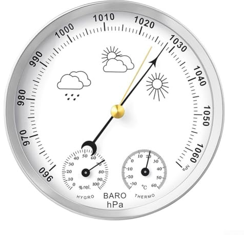 TONIXY Barómetro para interiores, higrómetro 3 en 1, termómetro barómetro con medición precisa de la temperatura, humedad y presión, para uso en interiores y exteriores, color blanco