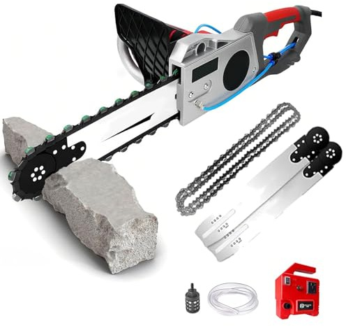 Scie à Béton Électrique avec Système Anti-Poussière Alimenté par Eau - Tronçonneuse à Béton Électrique 5800W - Profondeur de Coupe 35 cm/13,7 Pouces pour Granit/Béton/Marbre (Cutting depth 350mm)